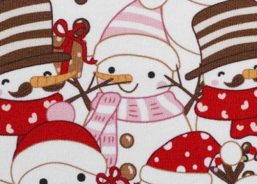 Holly Swafing Weihnachtsstoff, Sweatstoff mit Schneemännern all over für Weihnachtssweater